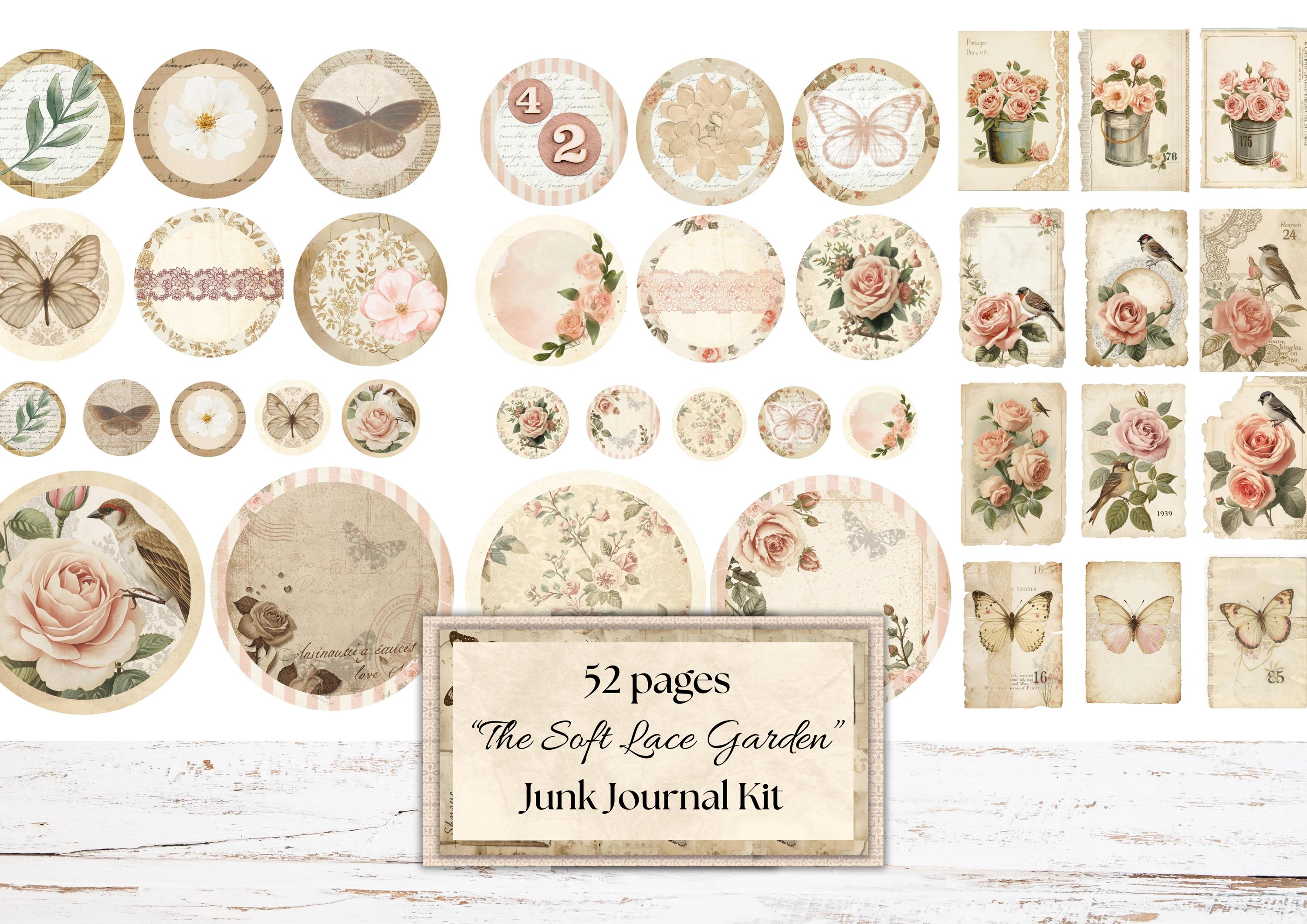 The Soft Lace Garden Junk Journal Kit – Vintage Shabby Chic Ephemera ...