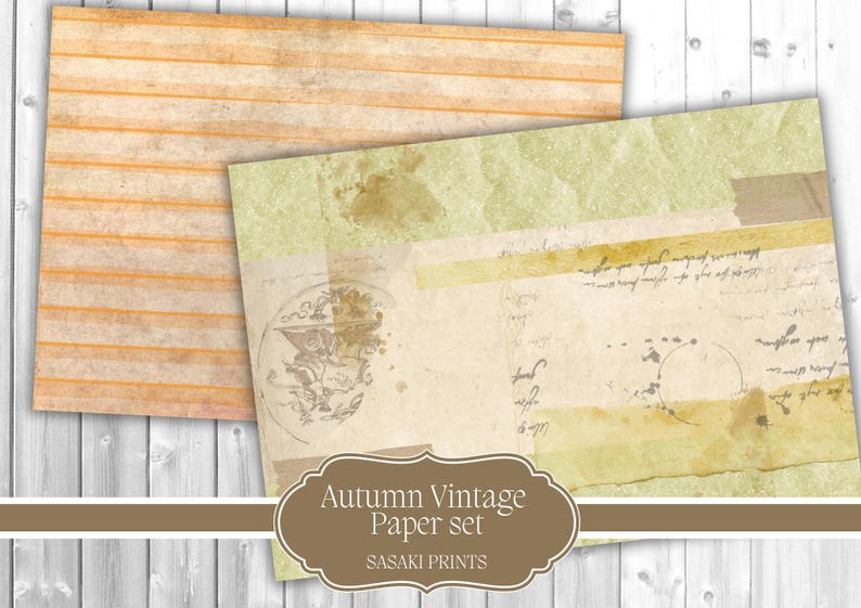 Autumn Vintage Paper Set – 15 Background Pages for Junk Journal ...