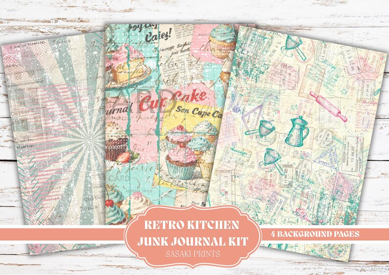 Retro Kitchen Junk Journal Kit Printable, 50s Baking Ephemera Pack ...