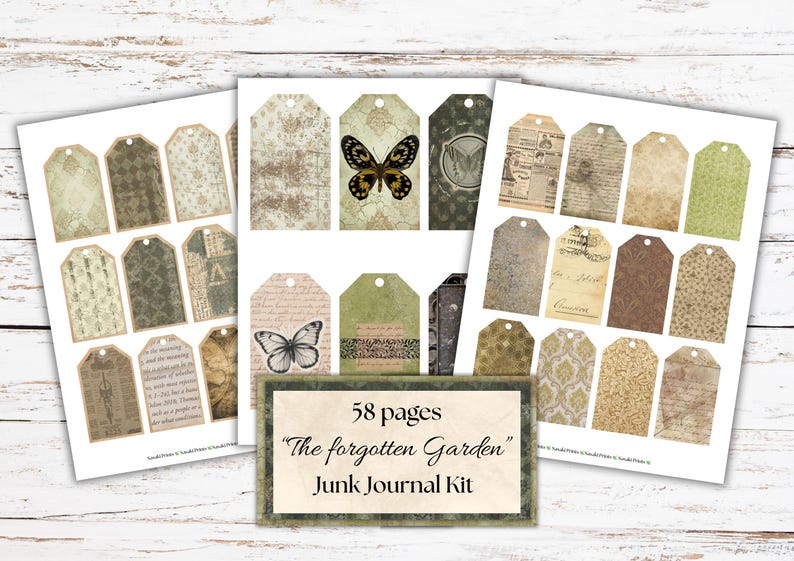 The Forgotten Garden Junk Journal Kit – Vintage Botanical & Butterfly ...