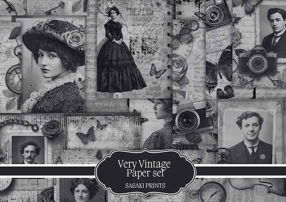Ensemble de papiers vintage : kit de journal indésirable, albums éphémères de scrapbooking (téléchargement PDF)