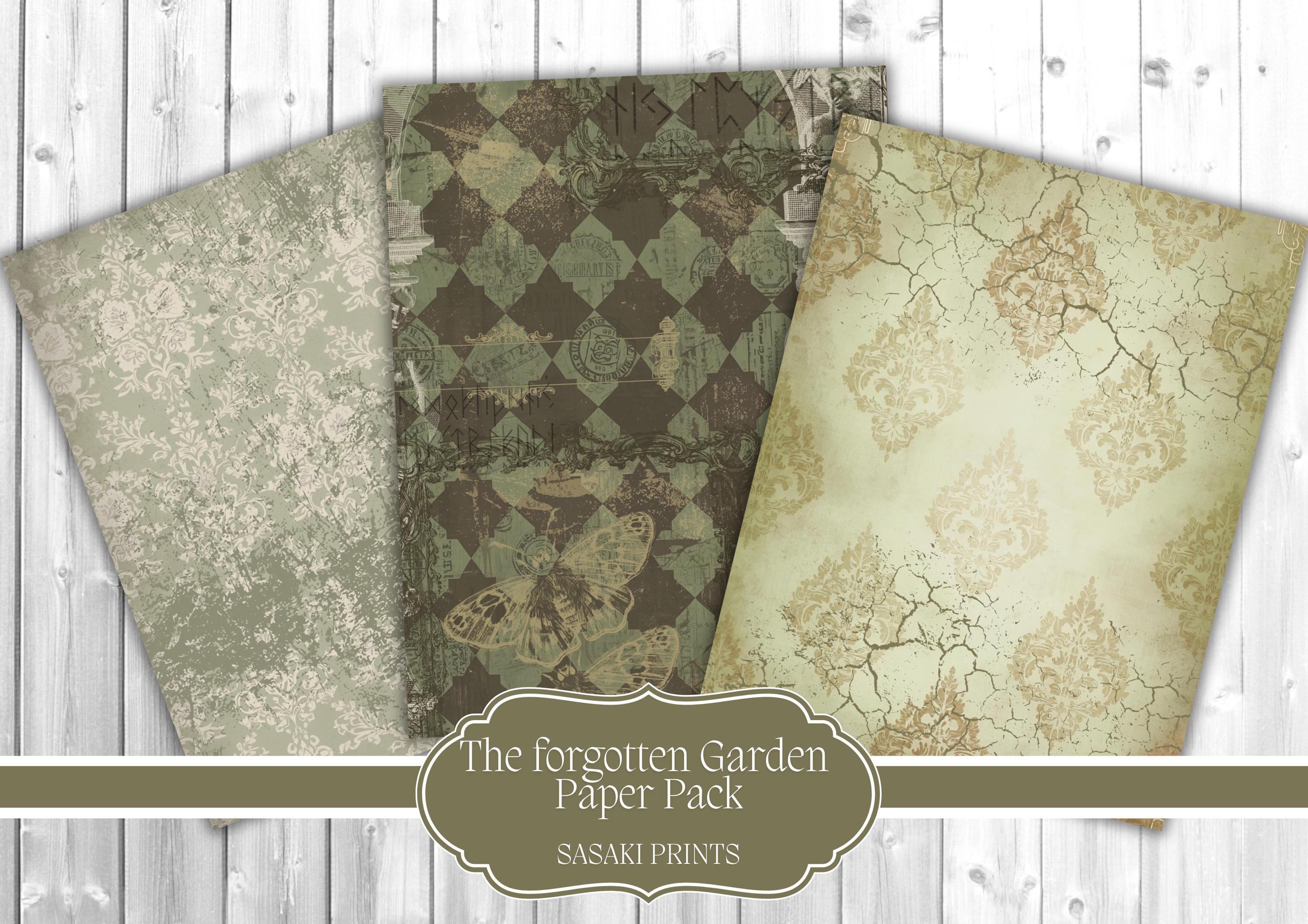The Forgotten Garden – Vintage Botanical Paper Pack | 15 Junk Journal ...