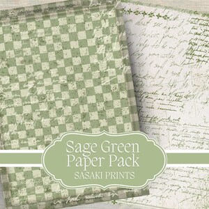 Sage Green Paper Pack, Printable Papers, Digital Junk Journal ...