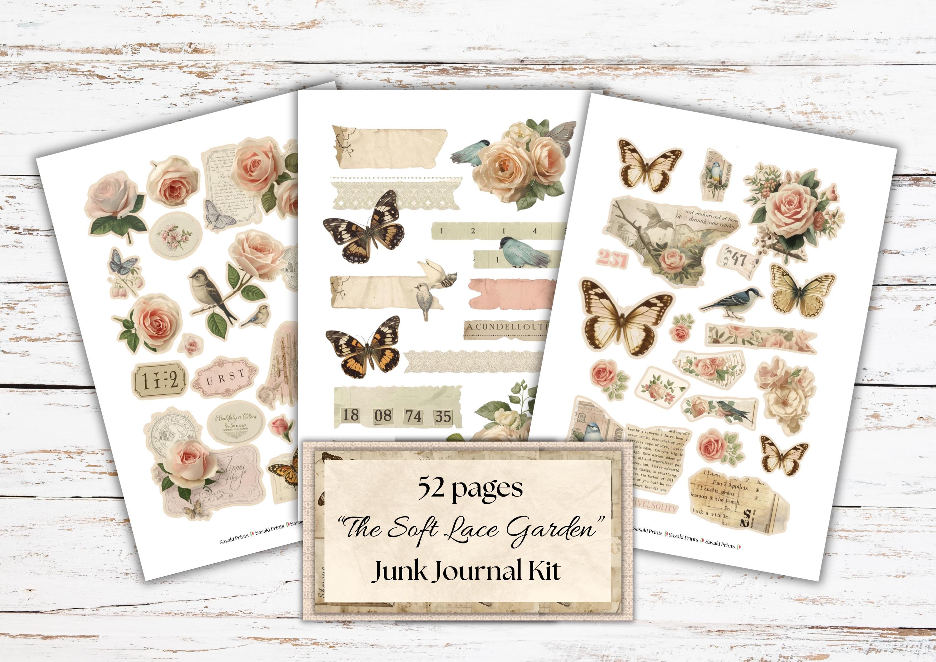 The Soft Lace Garden Junk Journal Kit – Vintage Shabby Chic Ephemera ...