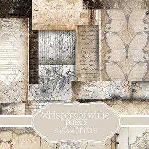 Whispers of white kit, landschapspapier, digitaal junkjournaal, afdrukbare papieren, junkjournaalkit, benodigdheden voor junkjournal, junkjournaling