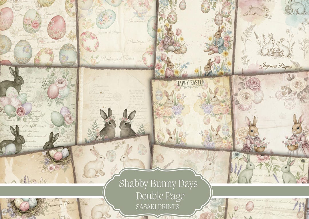 Junk Journal Kit Shabby Bunny Days Junk Journal Pages – Shabby Chic ...