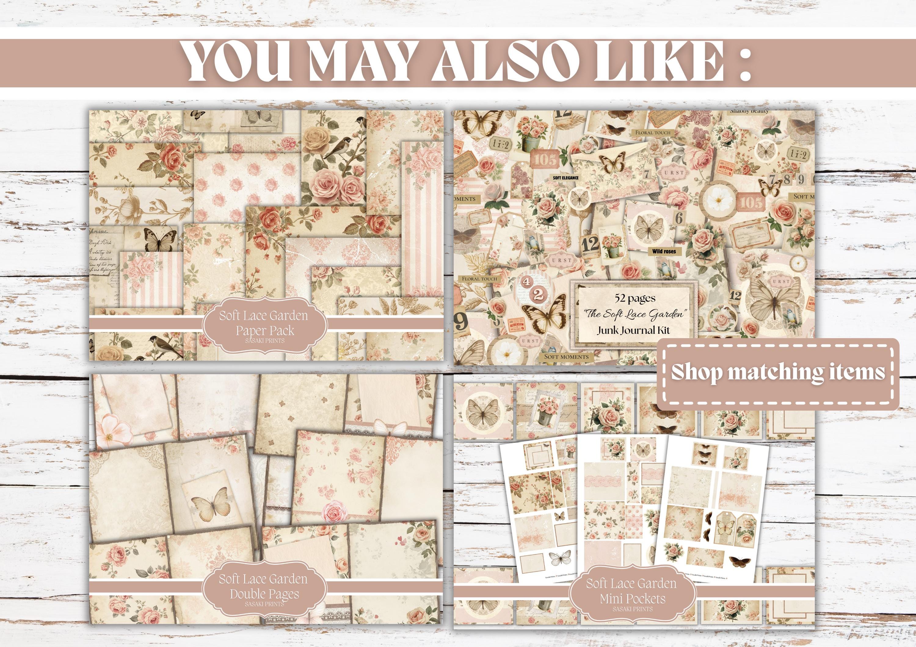 The Soft Lace Garden Junk Journal Kit – Vintage Shabby Chic Ephemera ...