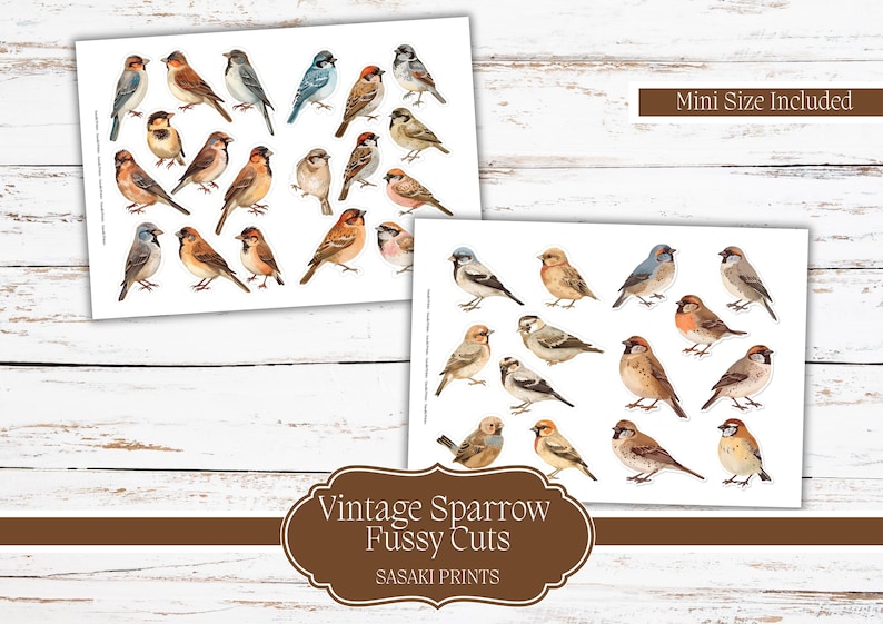 Vintage Sparrow Fussy Cuts – Printable Bird Ephemera for Junk Journal ...