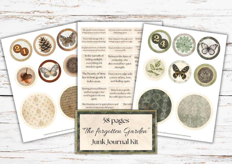 The Forgotten Garden Junk Journal Kit – Vintage Botanical & Butterfly ...