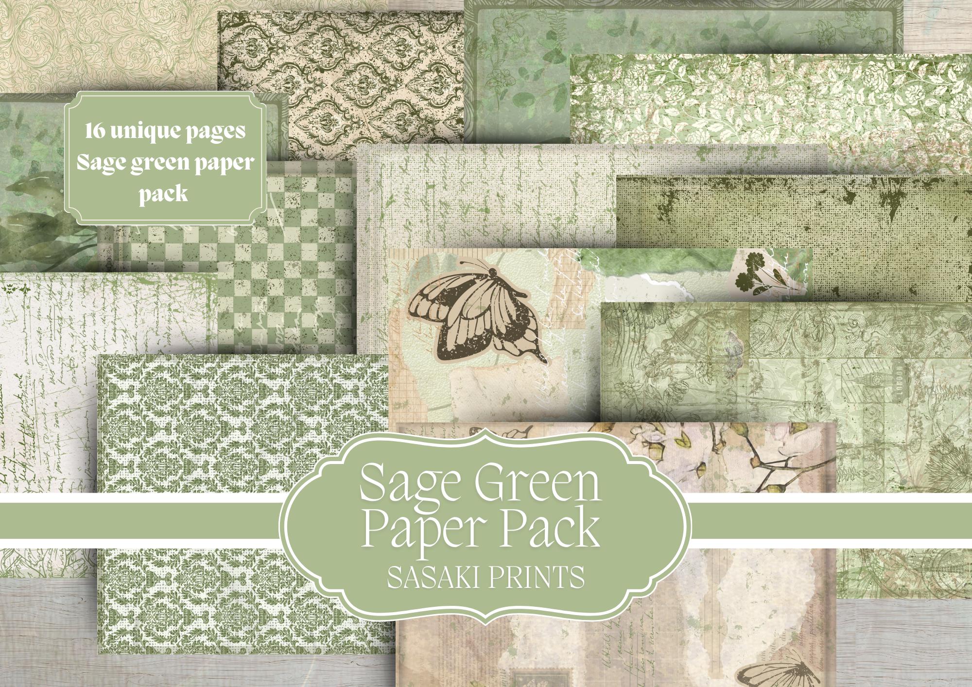Sage Green Paper Pack, Printable Papers, Digital Junk Journal ...