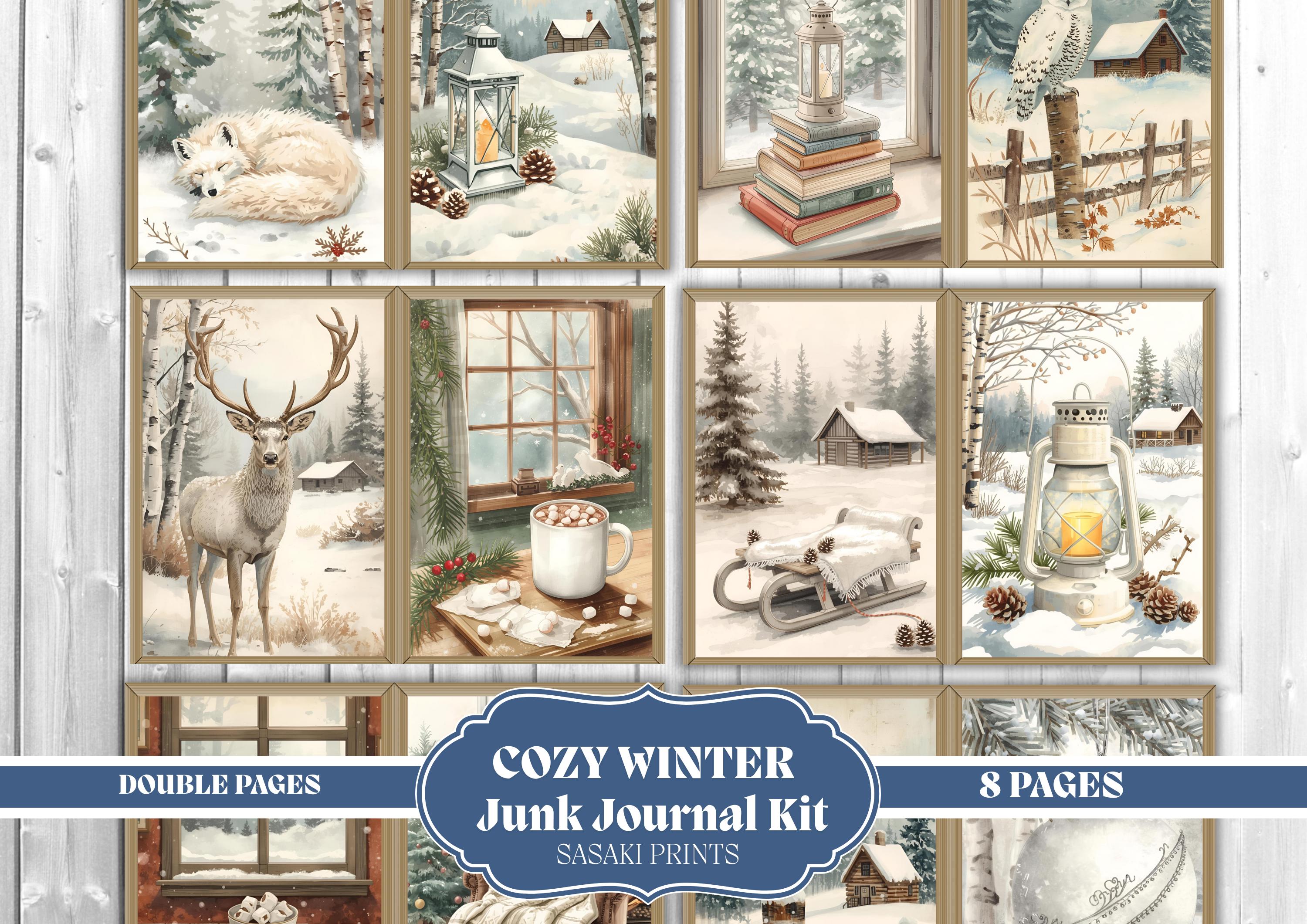 Cozy Winter Junk Journal Kit – Printable Scrapbook Papers, Stickers ...