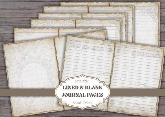 Pages de journal vintage : ensemble de papiers imprimables lignés et vierges (téléchargement PDF)