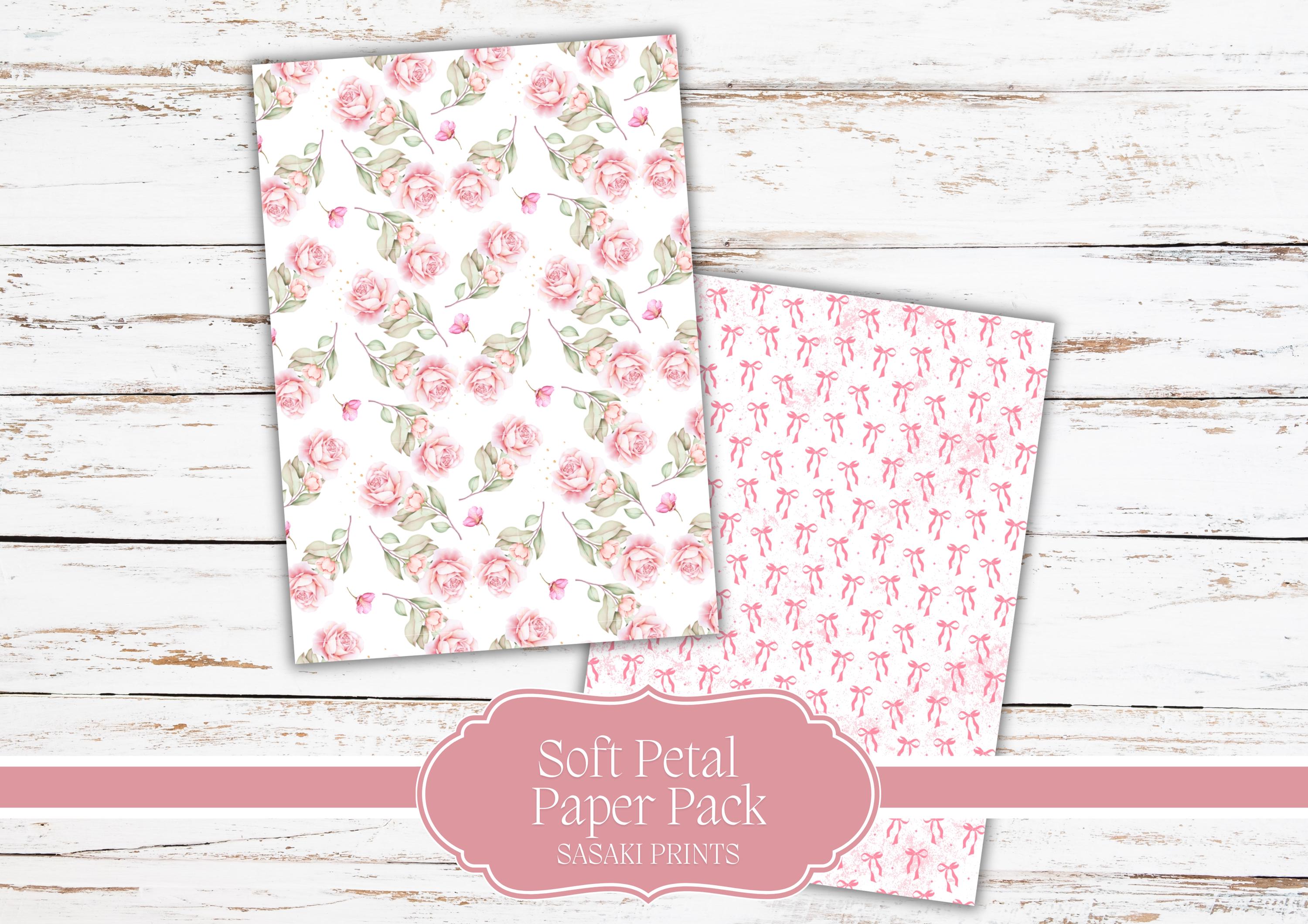 Pink Paper Back Pink Floral Printable Papers Bundle – 20 Soft Vintage Papers for Junk ...