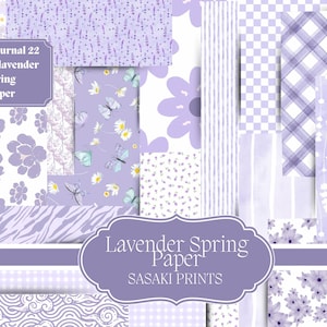 Spring Lavender Paper Pack | Junk Journal Pages | Printable Lavender Paper | Vintage Floral Scrapbook Paper | Digital Junk Journal Kit |