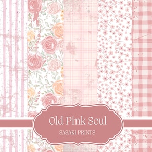 Old Pink Soul Papierset, druckbare Papiere, Digital Junk Journal, Botanisches Junk Journal, Junk Journal Kit, Bastelbuch, DIY Papier