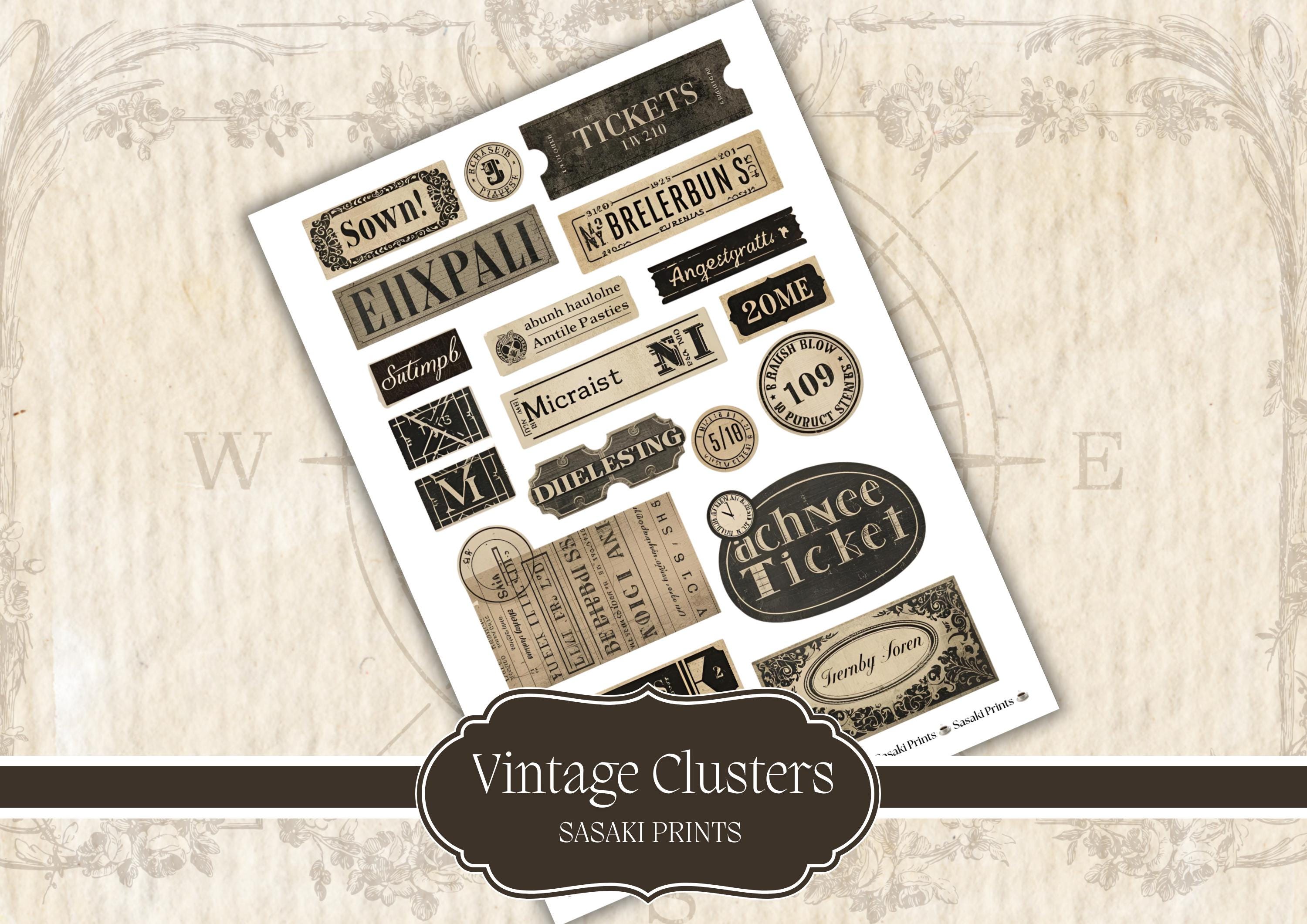 Vintage Clusters Junk Journal Kit – Printable Ephemera, Labels & Tags ...