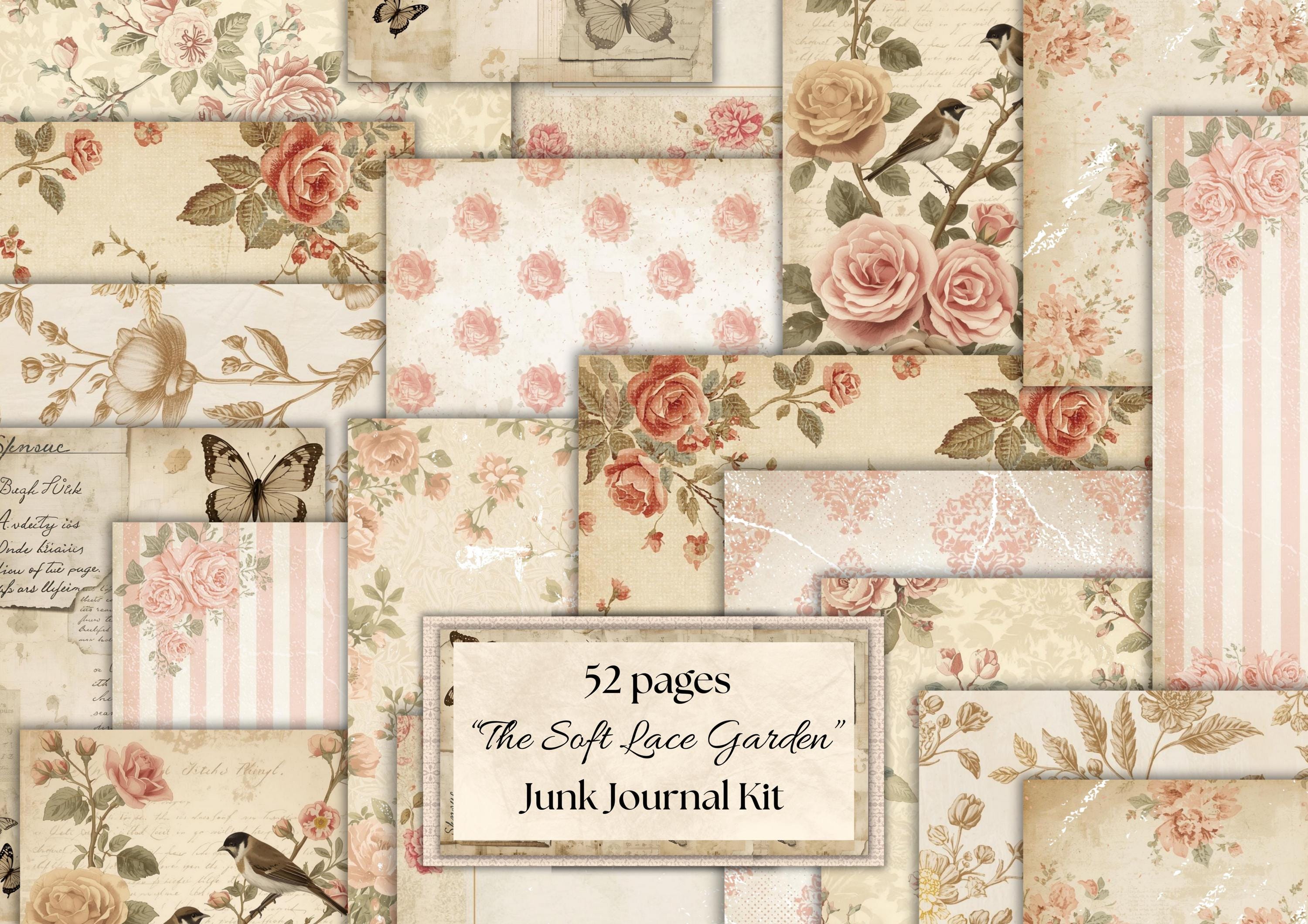 The Soft Lace Garden Junk Journal Kit – Vintage Shabby Chic Ephemera ...