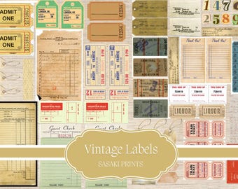 Vintage Ephemera Labels: Printable Junk Journal Kit (PDF)