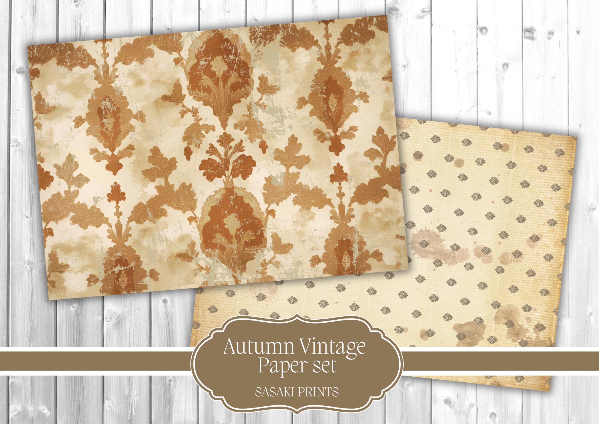 Autumn Vintage Paper Set – 15 Background Pages for Junk Journal ...