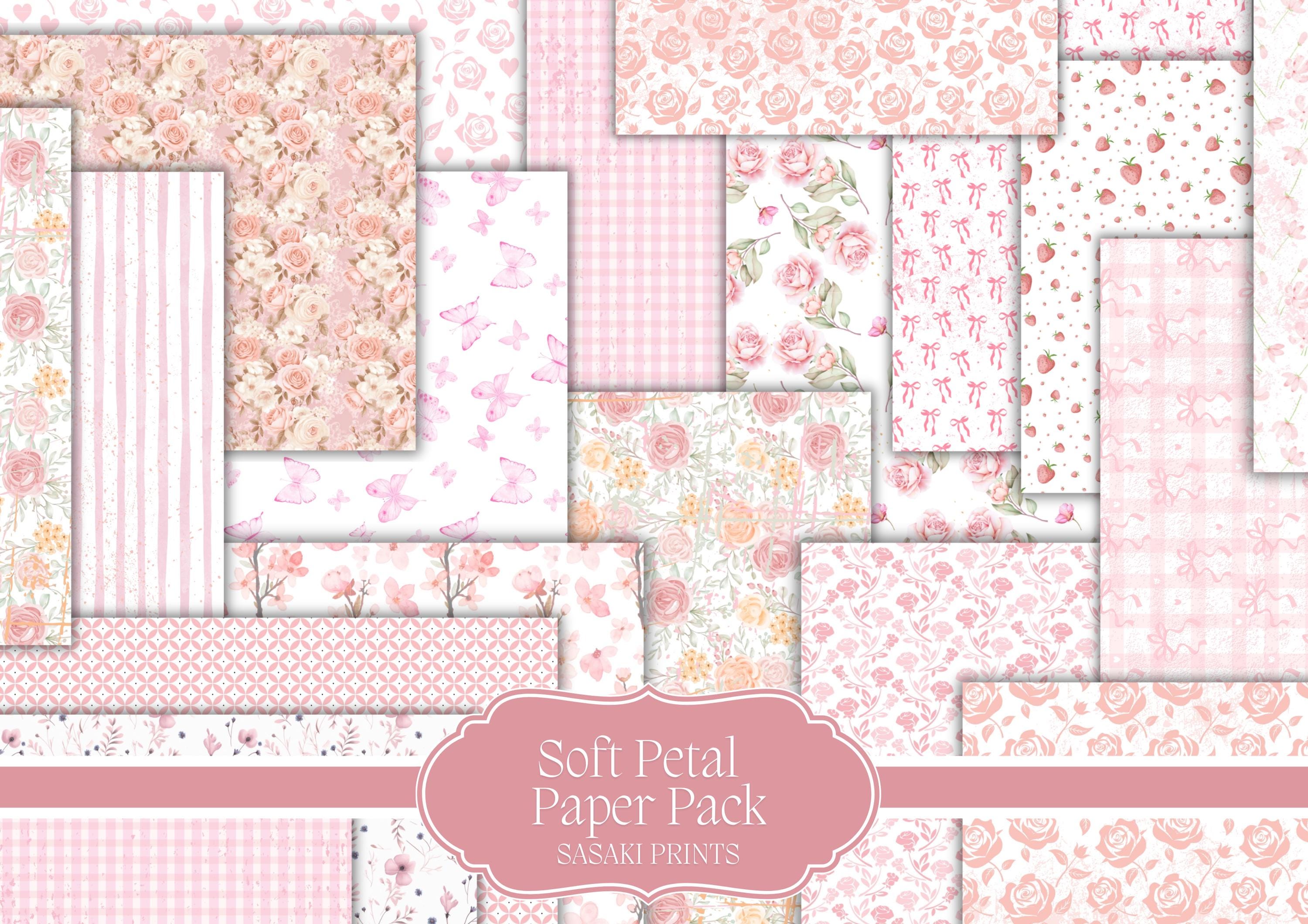 Pink Floral Printable Papers Bundle – 20 Soft Vintage Papers for Junk ...