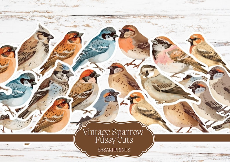 Vintage Sparrow Fussy Cuts – Printable Bird Ephemera for Junk Journal ...