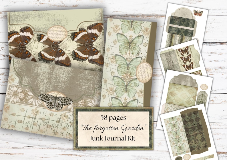 The Forgotten Garden Junk Journal Kit – Vintage Botanical & Butterfly ...