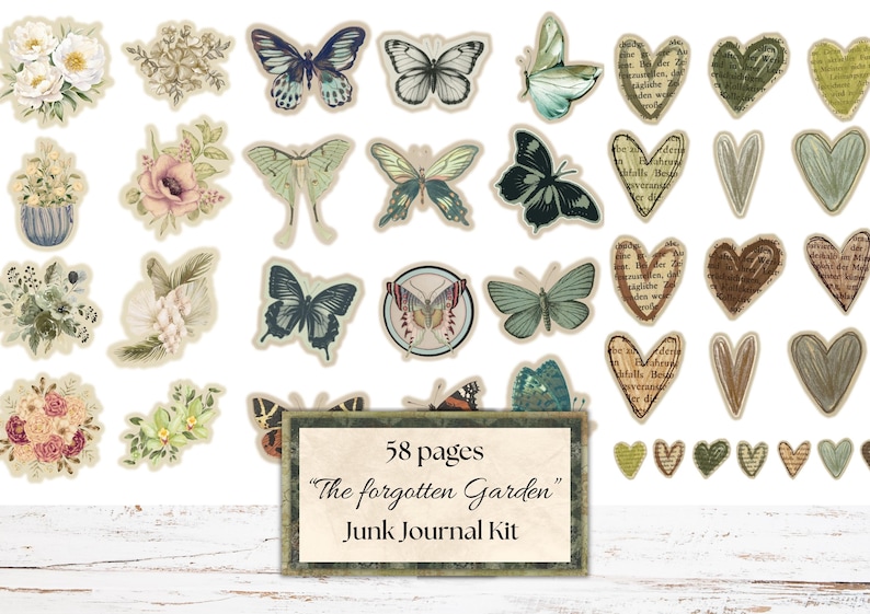 The Forgotten Garden Junk Journal Kit – Vintage Botanical & Butterfly ...