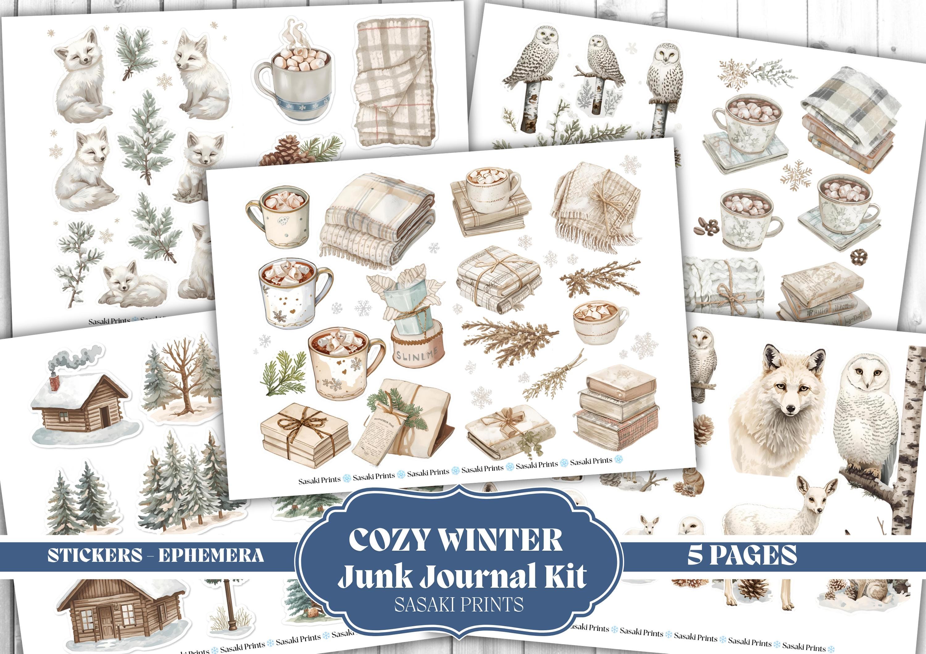 Cozy Winter Junk Journal Kit – Printable Scrapbook Papers, Stickers ...