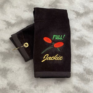 Sporting Clay Range Towel: Black Terry Velour with Grommet