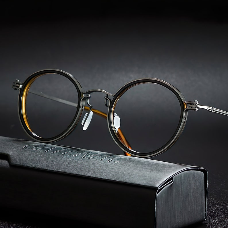 Handcrafted Vintage Glasses Frames: Clear, Titanium, Metal, Circle, and ...