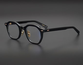 Handgemachte Vintage Runde Optische Rahmen - Unisex Titan Retro Brillen, Klassischer Stil Myopie Brille