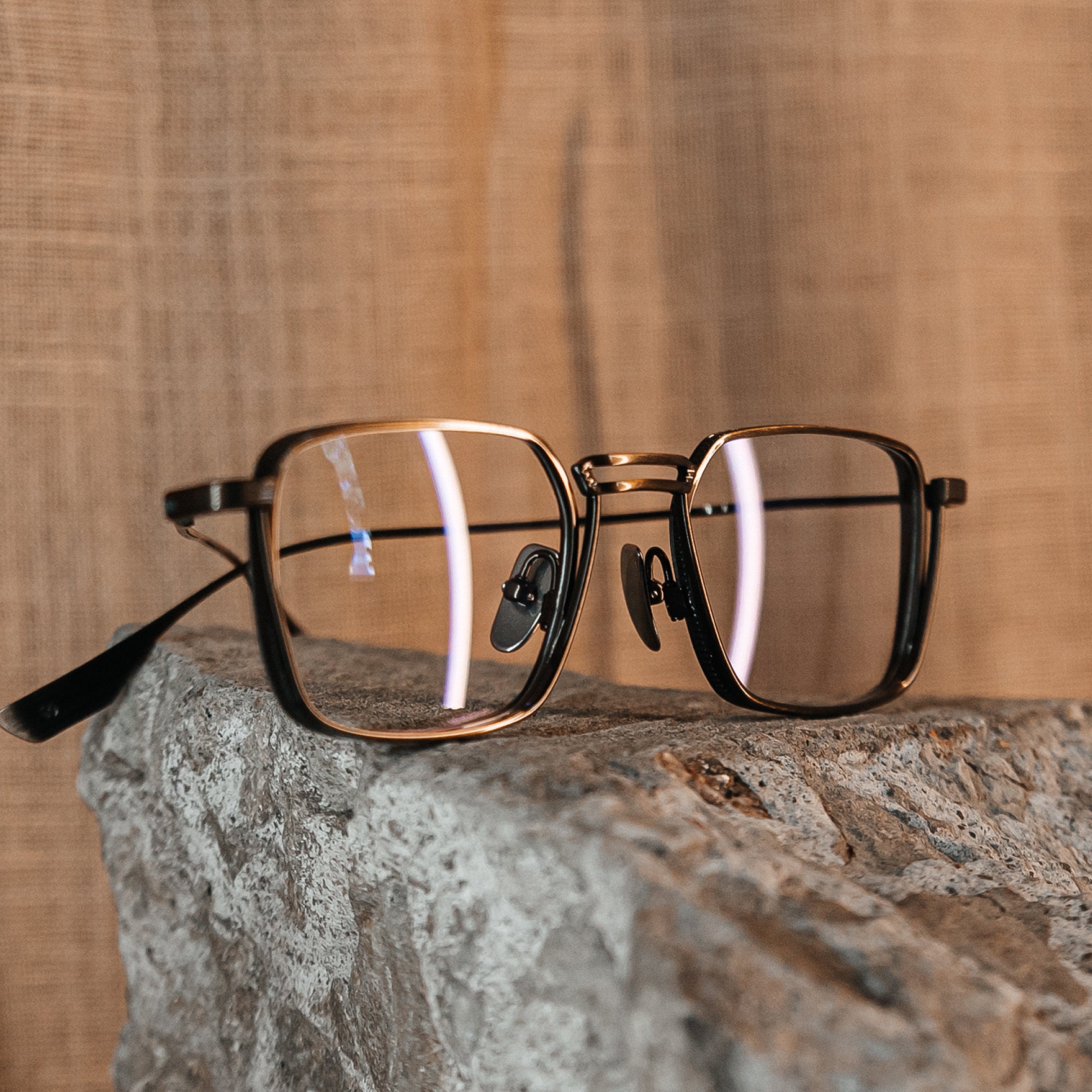 Thick Black Rectangle Glasses Frames Handcrafted Titanium Frames - Etsy
