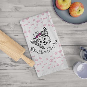 Adorable Yorkie Lover's Kitchen Towel, Playful Oven Door Decor, Cute Flour Sack Cloth, Funny Kitchen decor, Yorkshire Terrier, Hanging Towel