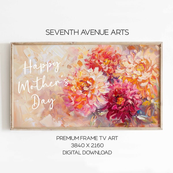 Frame TV Mother's Day Art, Mother's Day Frame TV Art, Chrysanthemum Frame TV Art , Boho Frame Tv Art, Minimal Frame Tv art, Art For Frame Tv