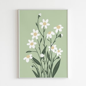 Sage Green Wall Art | Room Decor for Teens | Daisy Printable | Sage Green Prints | Sage Green Nursery | Sage Wall Art | Sage Green Poster
