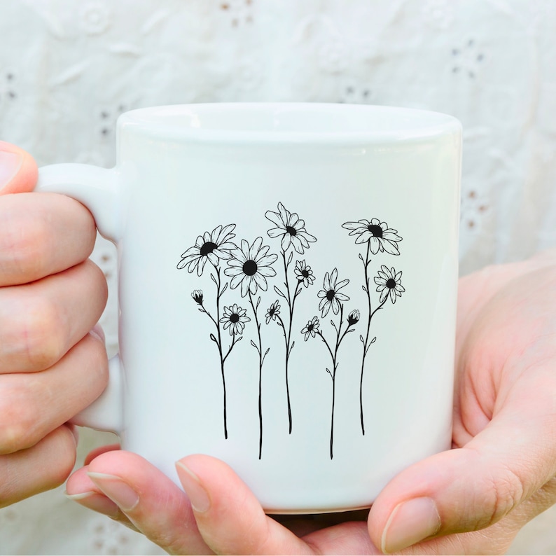 Daisy SVG | Daisy Svg Bundle | Wildflower Svg | Botanical svg | Daisy Flower Clipart | Floral Svg | Daisy Clipart | Birth Month Svg | Daisy SVG bundle comes with 15 hand-drawn designs. You can use them with Cricut, Silhouette, and other cutting machines. Perfect for mugs, tumblers, t-shirts, stickers, wall art, vinyl projects, cards, scrapbooking, tote bags. Available in SVG, PNG, EPS, and DXF formats. Can also be used as daisy clipart, invitation cards, greeting cards, posters, scrapbooks.
