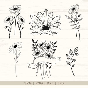 Daisy SVG | Daisy Svg Bundle | Wildflower Svg | Botanical svg | Daisy Flower Clipart | Floral Svg | Daisy Clipart | Birth Month Svg | Daisy SVG bundle comes with 15 hand-drawn designs. You can use them with Cricut, Silhouette, and other cutting machines. Perfect for mugs, tumblers, t-shirts, stickers, wall art, vinyl projects, cards, scrapbooking, tote bags. Available in SVG, PNG, EPS, and DXF formats. Can also be used as daisy clipart, invitation cards, greeting cards, posters, scrapbooks.