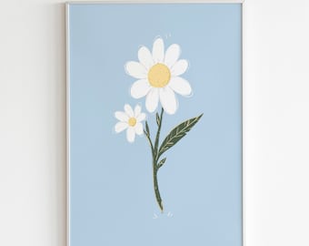 Light Blue Daisy Print | Botanical Illustration (Digital Download)