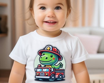 Dinosaur Firetruck Toddler, Dinosaur Tshirt, Firetruck Tshirt, Toddler, Infant Tshirt,