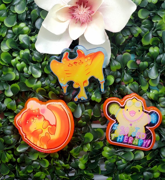 Acrylic Pin Set | Mentally Unwell Star, Sweet Beead Otter, Honey Manta