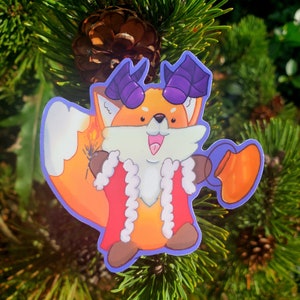 Krampus Fox Holiday Sticker | Christmas Demon Animal Decal | Festive Yuletide Decor | Seasonal Folklore Art | Unique Xmas Gift