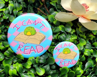 Illiterate Frog Button! : Handcrafted pinback button