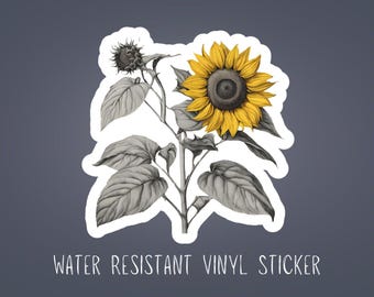 Sunflower Sticker: Water-Resistant Vinyl Decal