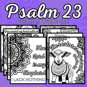 Psalm 23 Printable Bible Coloring Pages, Scripture Coloring Pages to Download, Psalm Bible Coloring Sheets, Scripture Coloring Pages