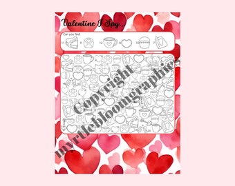 Valentine's Day I Spy Game: Printable Kids Activity (PDF)