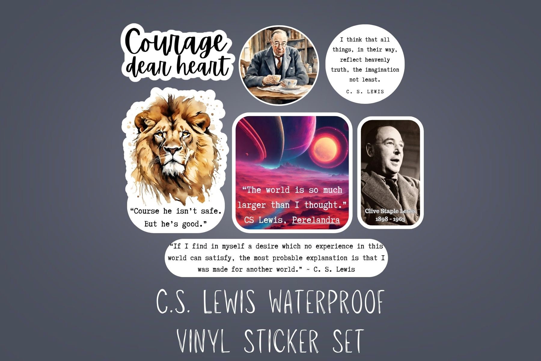  Courage Dear Heart Aslan Quote Sticker - CS Lewis Sticker for  Hydroflask - Narnia Laptop Decals - Christian Book Lover Gift - Fantasy  Literature Great Quotes : Handmade Products