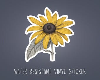 Black Eyed Susan Sticker: Water Resistant Vinyl, Summer Flower