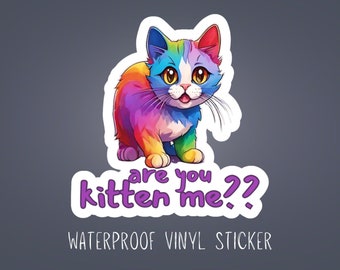 Rainbow Cat Vinyl Sticker: Water Resistant Laptop Decal