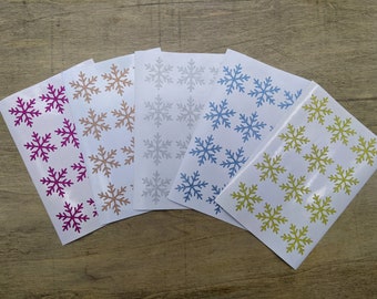 Glitter Snowflake Stickers: 1-Inch Vinyl Holiday Decals (Set of 12)
