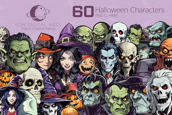 60 Halloween Characters Clipart, Dark Fantasy Art Scary Monsters, Halloween  Faces, Free Commercial Use - Etsy